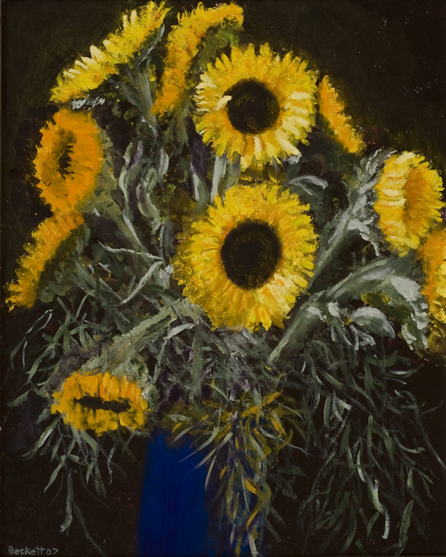 Sunflowers - 16 in x 20 in - Oil on Panel <br> 2007 Private Collection of Susan McKinley