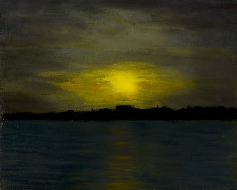 Night Sailing off Portland, Maine - 16 in x 20 in - Oil on Panel 2007 - Photo Reference by Ray Spencer - Private Collection of Terry Daniels
