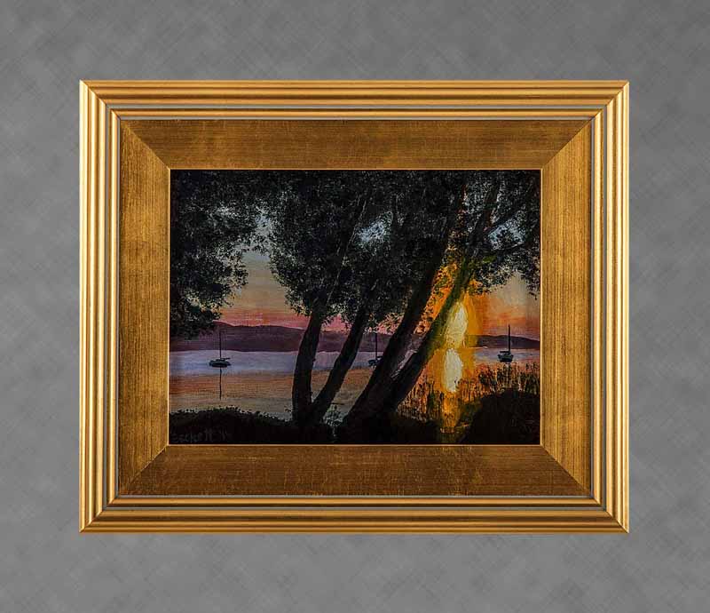 Sunrise, Clear Lake, CA
9 in x 11 in Oil on Art Board 2016
Private Collection of John & Roberta