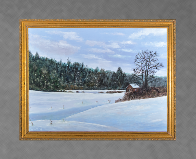 Winter Scene 
 24 in x 32 in 
 Oil on Canvas 2019