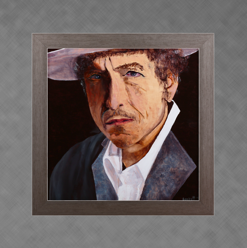 Bob Dylan  
 12 in x 12 in Oil on Panel 2012 
 Private Collection of Sarah Slattery
