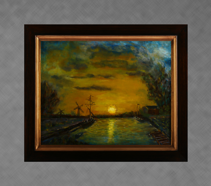 Study: Sunset over the Canal by Jongkind - 16 in x 20 in Oil on Panel - 2012