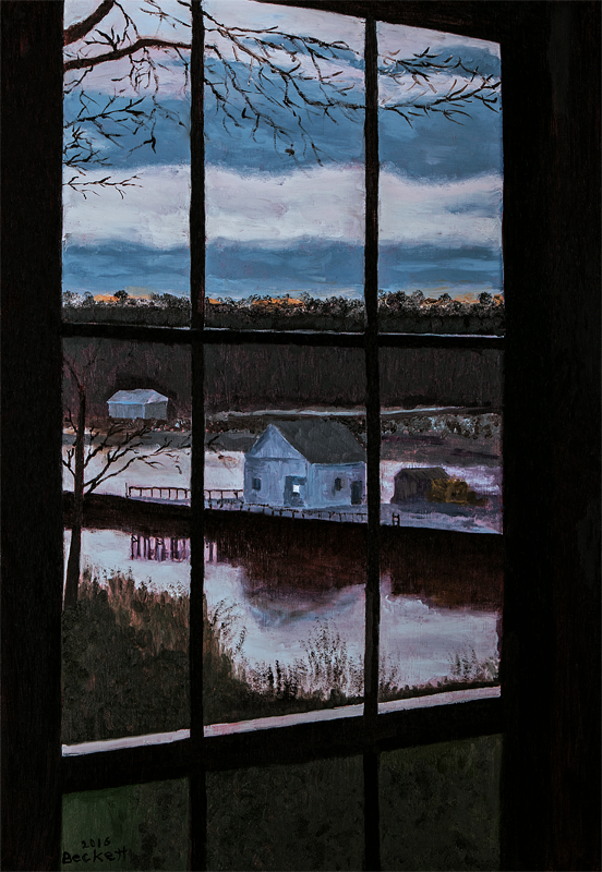 View From Strasiz, Orr's Island, ME 
 19 in x 27 1/2 in Oil on Panel 2016 
 Private Collection of Brave and Jenny Williams