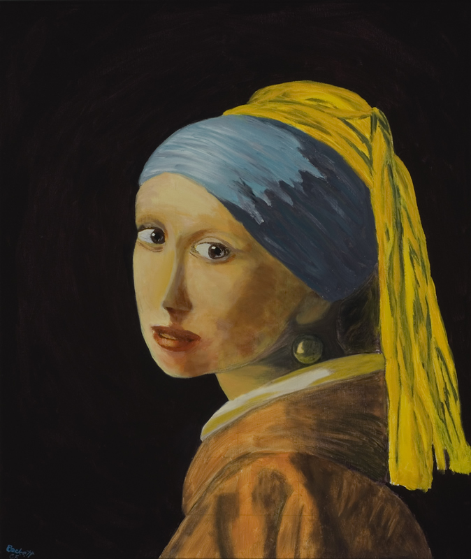 Study: Girl with a Pearl Earring 
 22 in x 26 in Oil on Canvas 2005 
 Private Collection